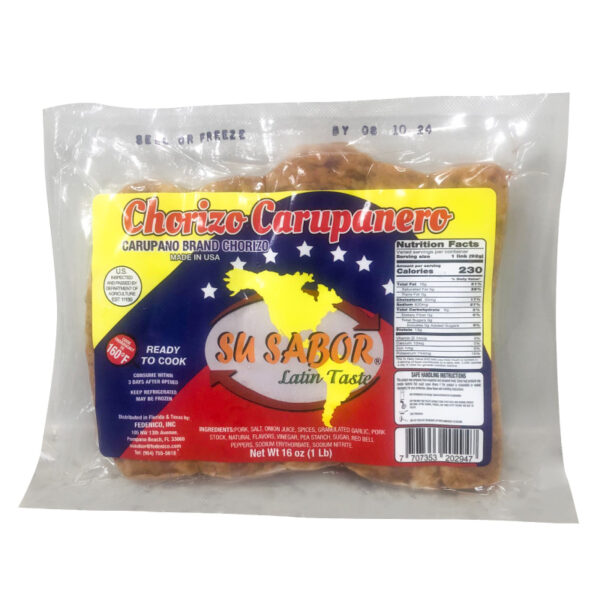 CHORIZO VENEZOLANO CARUPANERO 1 UNIDAD 16 OZ CAJA MÁSTER x 10