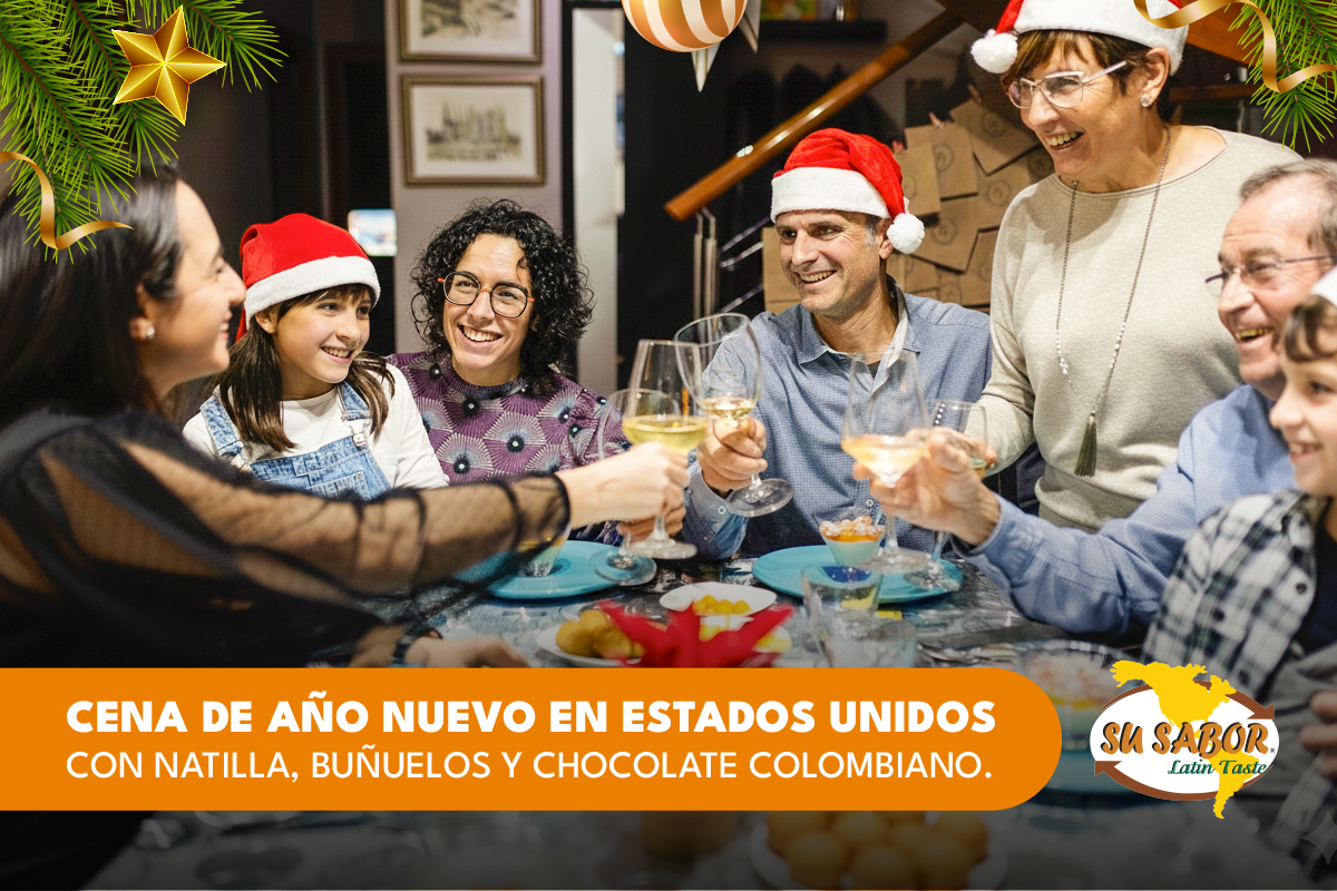 Meta título: Cena de Año Nuevo en USA: natilla, buñuelos y chocolate con sabor colombiano